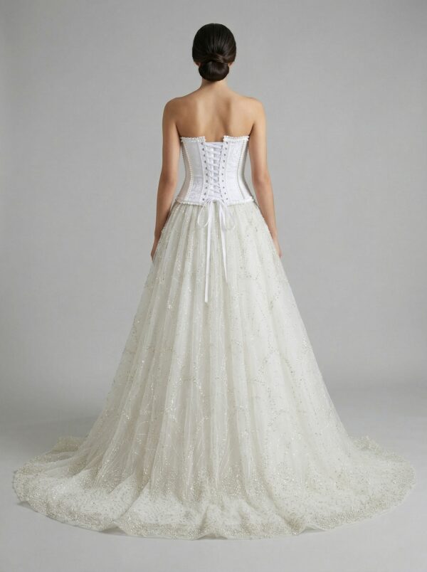 Elegant Corset Bodice Tulle Ball Gown - Voluminous Long Evening Dress - View 2