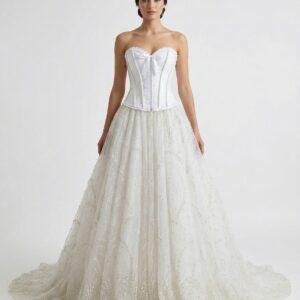 Elegant Corset Bodice Tulle Ball Gown - Voluminous Long Evening Dress - Featured