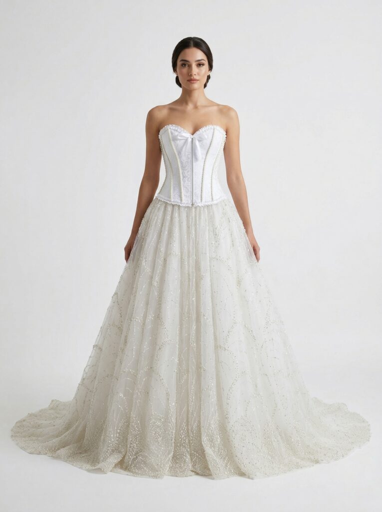 Elegant Corset Bodice Tulle Ball Gown - Voluminous Long Evening Dress - Featured